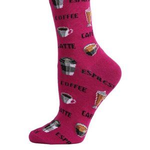 Coffee Bamboo Blend Crew Novelty Socks